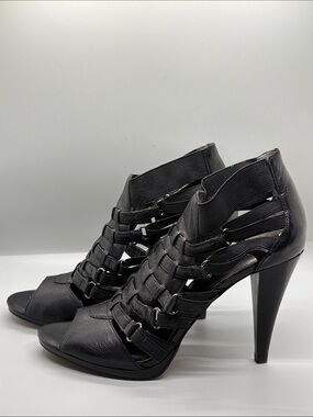 Nine West Black Strappy Cage High Heels